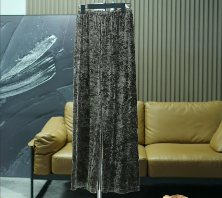 1257新款金丝绒松紧腰显瘦百搭休闲裤女66331