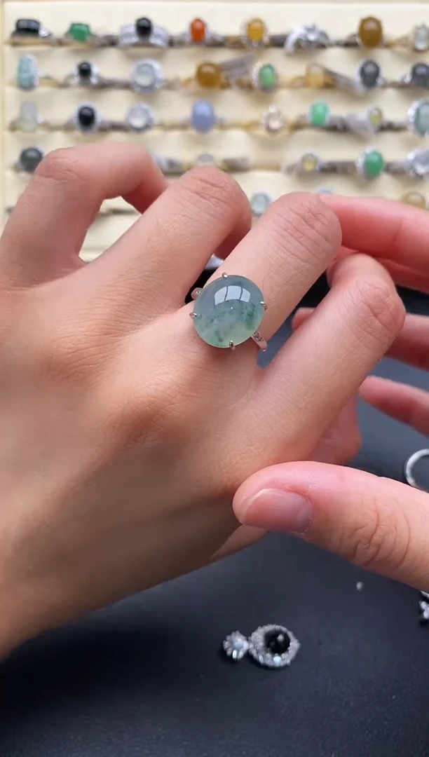 银S925镶嵌戒指翡翠2222222+2