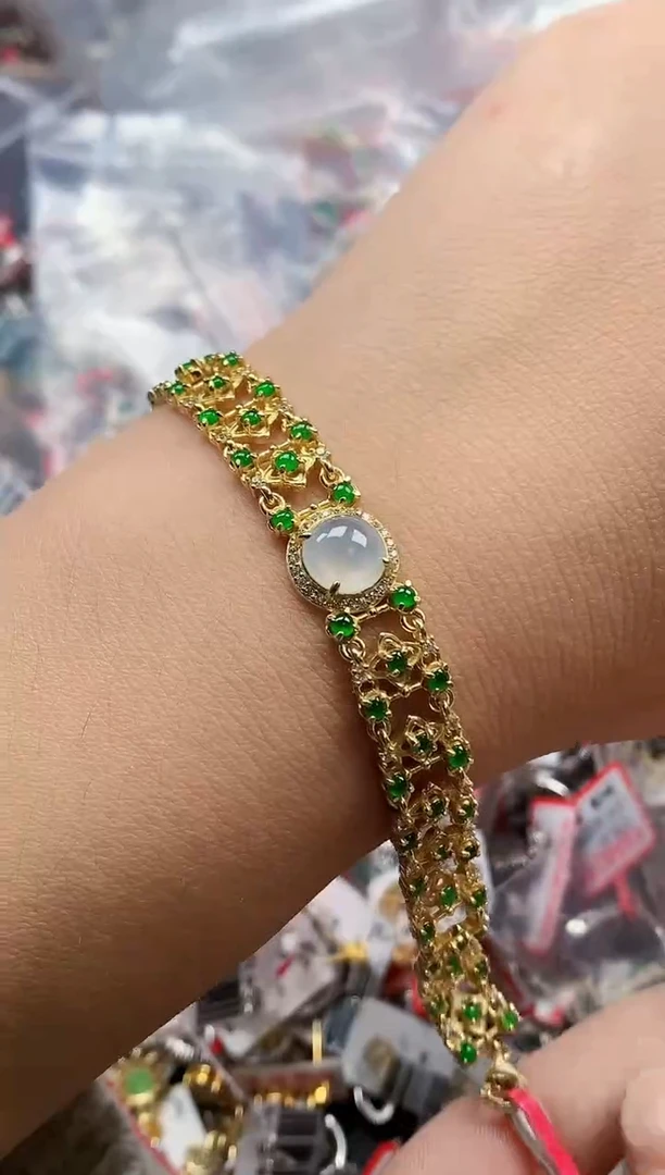 银S925镶嵌戒指翡翠天然A货缅甸翡翠