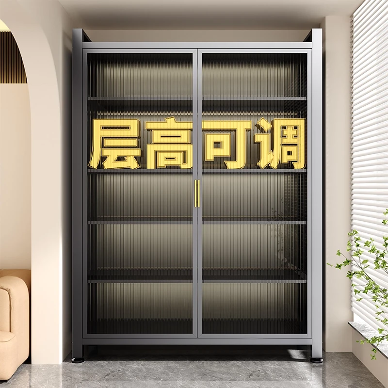 家用储物柜子落地多层置物架一体靠墙防尘防晒阳台多功能收纳柜