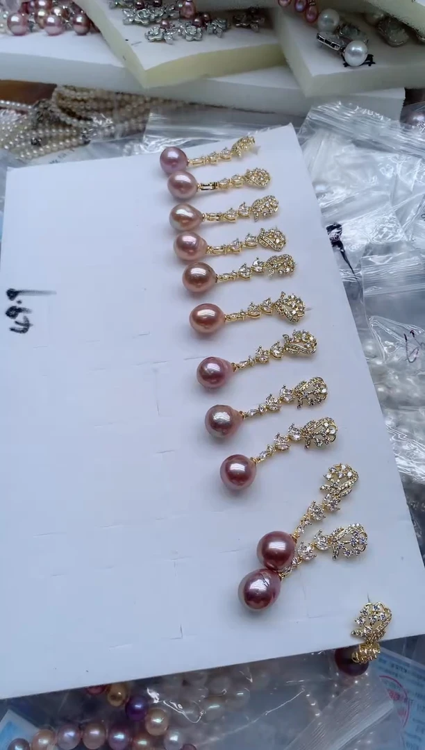 合金耳饰淡水珍珠多样性发其一，非无暇