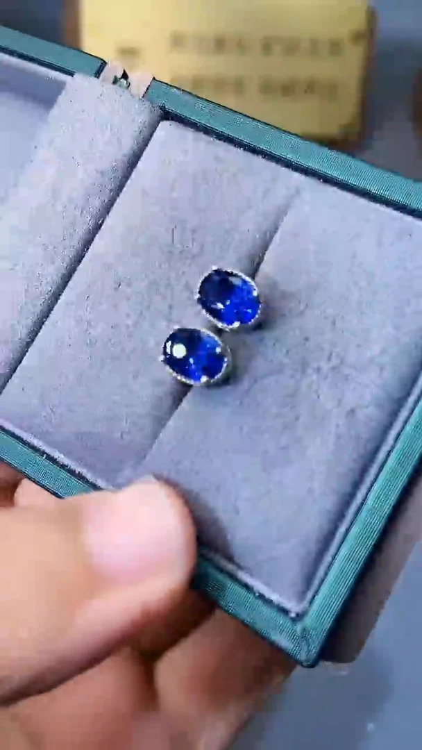 【闪购商品】蓝宝石耳饰银S925镶嵌354