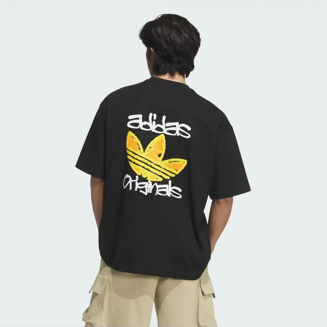 adidas/阿迪达斯男女经典纯棉时尚三叶草大logo圆领短袖T恤KE5794