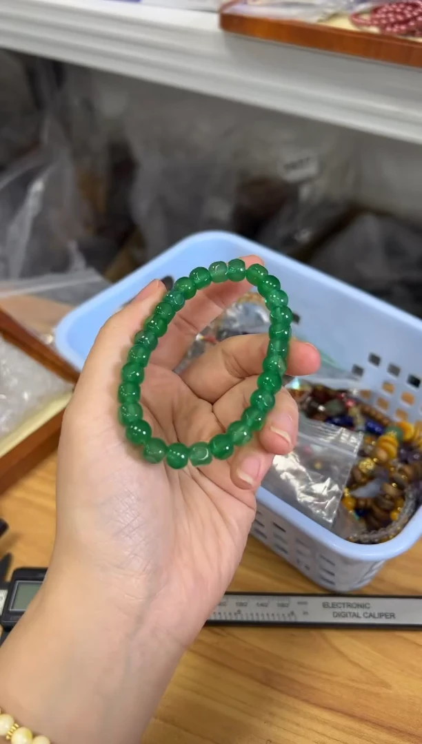 玛瑙/玉髓手链未镶嵌绿玛瑙精工四方珠手串[1400]