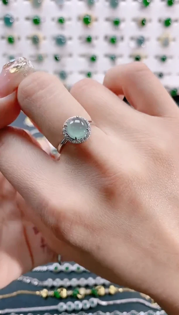 【闪购商品】翡翠戒指银S925镶嵌天然翡翠