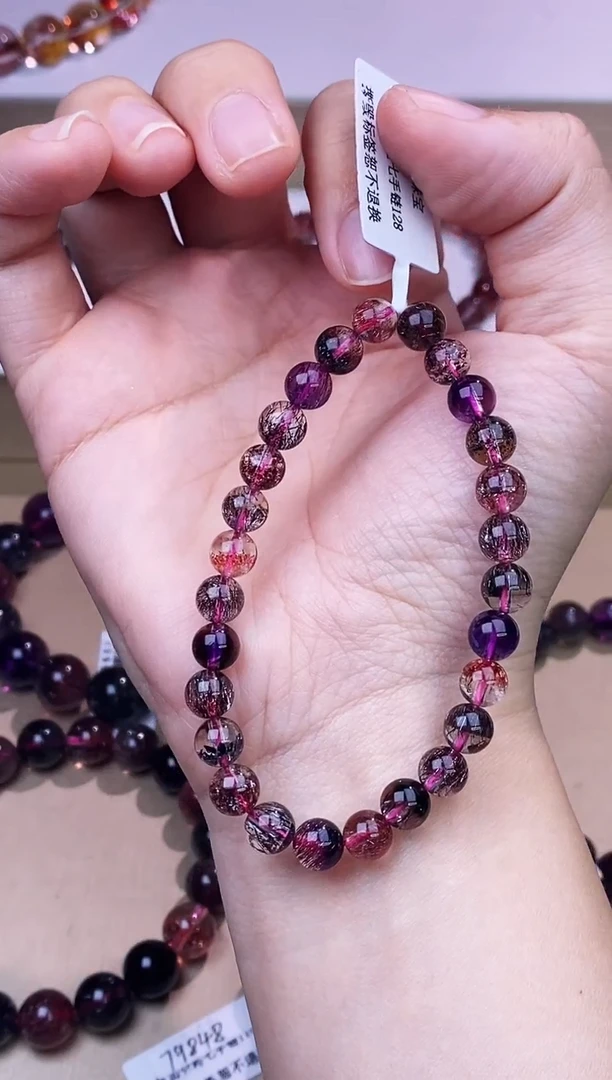 未镶嵌手链水晶兴*黑加仑超七单圈6m+