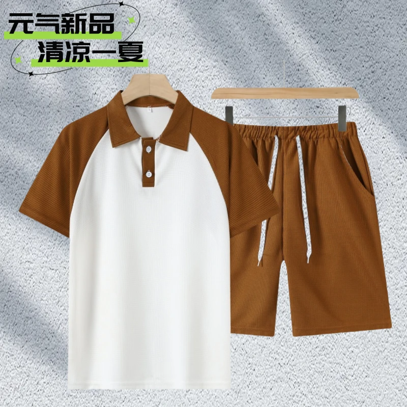 夏季男士休闲套装POLO领短袖+短裤休闲痞帅短袖潮运动宽松两件套