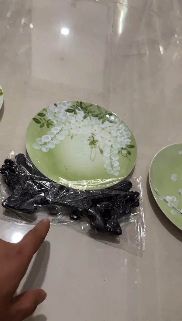白****草微瑕手绘景德镇餐饮具玲珑带龙头架幸运