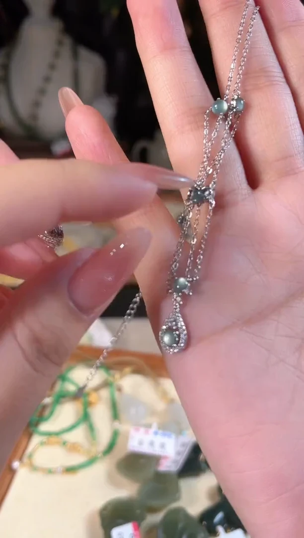 翡翠银S925镶嵌项链多样性发货其一