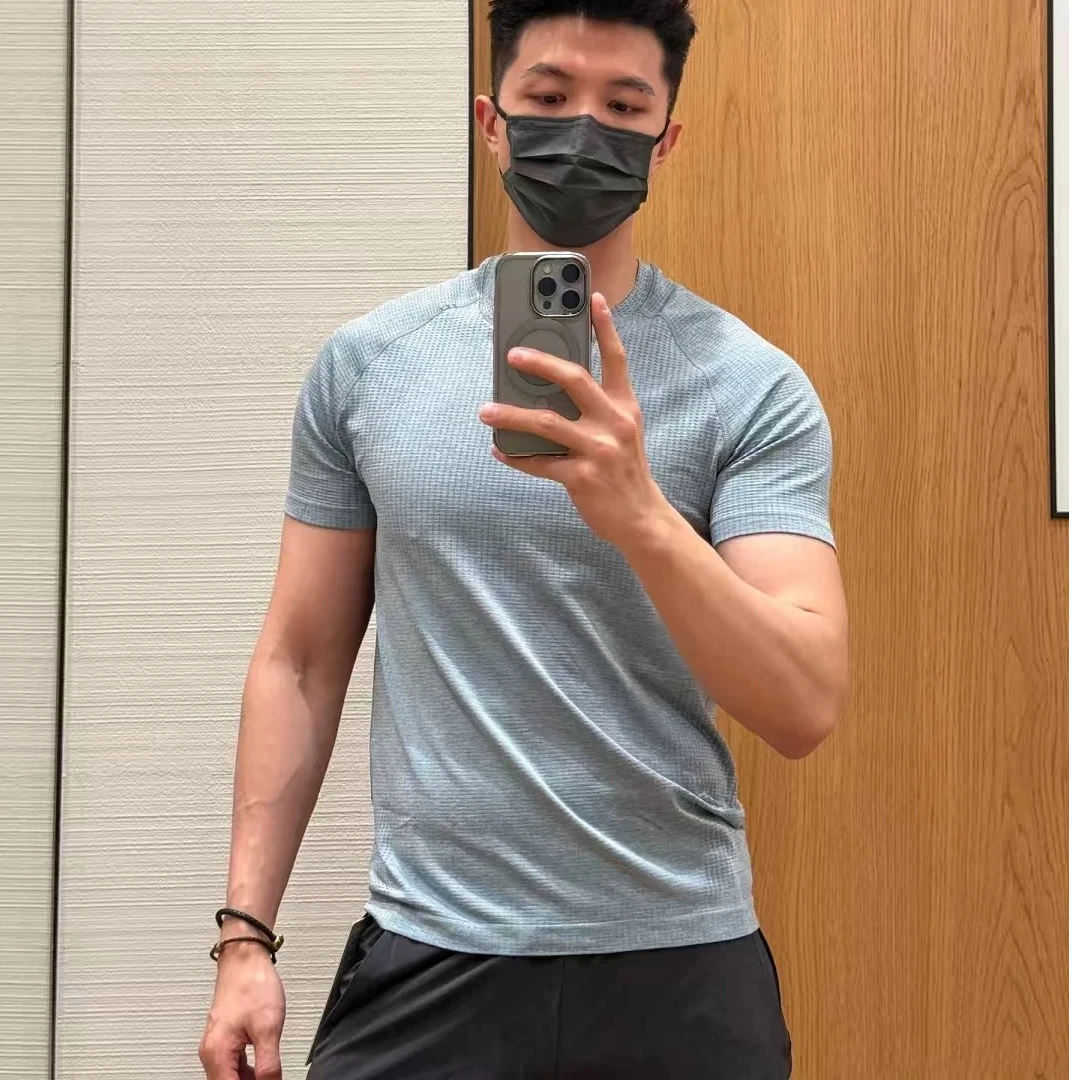 L系综合训练！无缝桶织！夏季高弹透气针织运动跑步休闲短袖T 36909