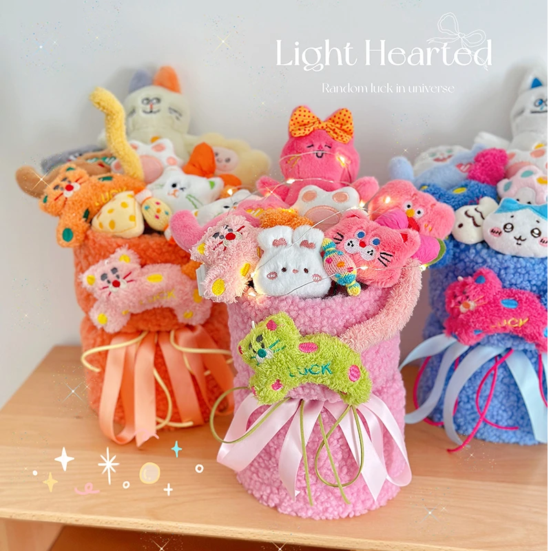 波点猫卡通毛绒公仔喵星人玩偶花束送女生日闺蜜毕业新年节日礼物