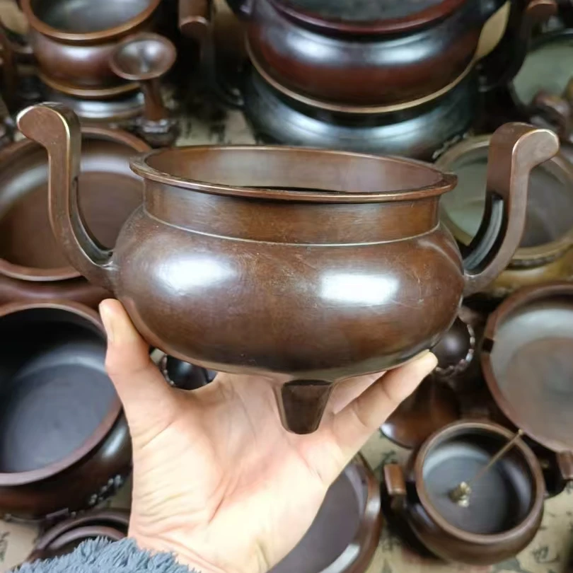 14口径官帽香炉家用供奉香炉纯铜香熏炉