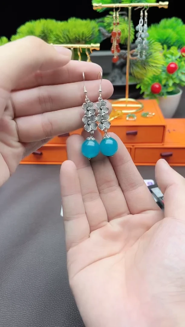 玛瑙/玉髓耳饰银S925镶嵌111