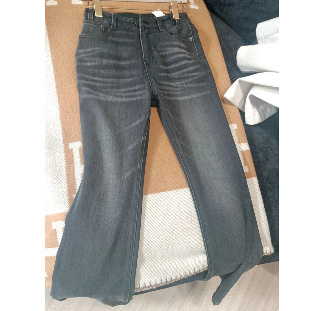 YANG GZ 清【】秋冬时尚黑色宽松直筒牛仔裤女 GZQ095