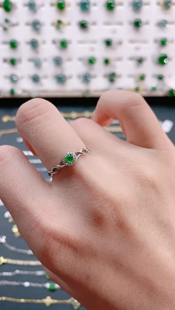 【闪购商品】翡翠戒指银S925镶嵌天然翡翠