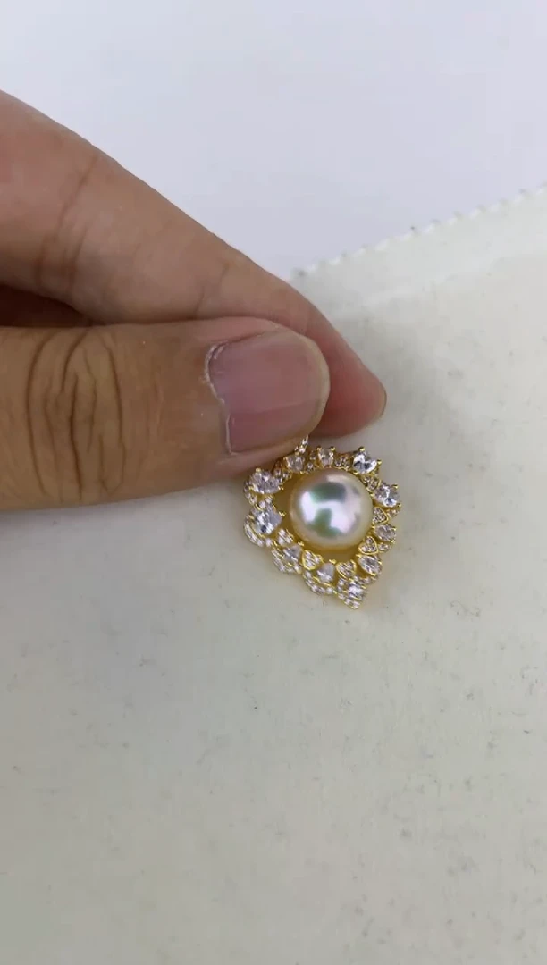 海水珍珠银S925镶嵌颈饰吊坠11-12