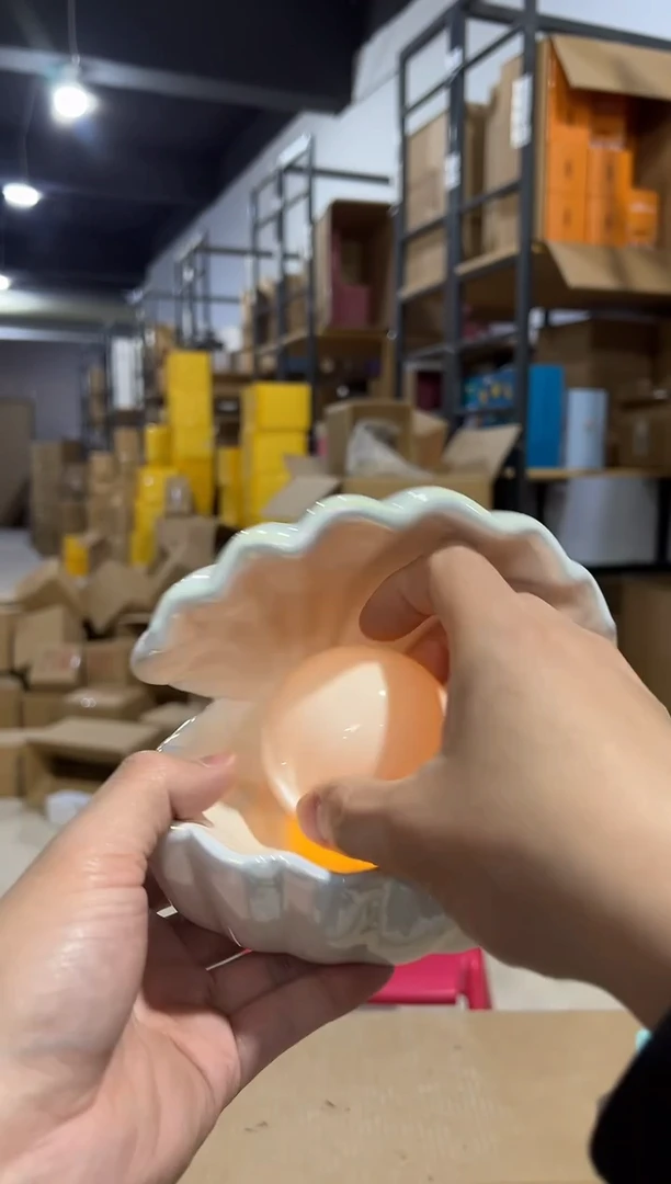 【闪购商品】杯陶瓷白色贝壳加灯