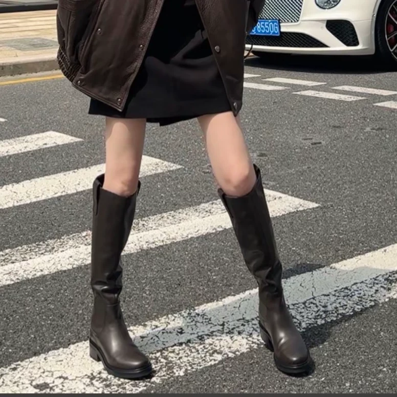 AMAZING IN | 牛皮x羊皮 | 一脚蹬骑士靴女A250813-AI58CBO257365