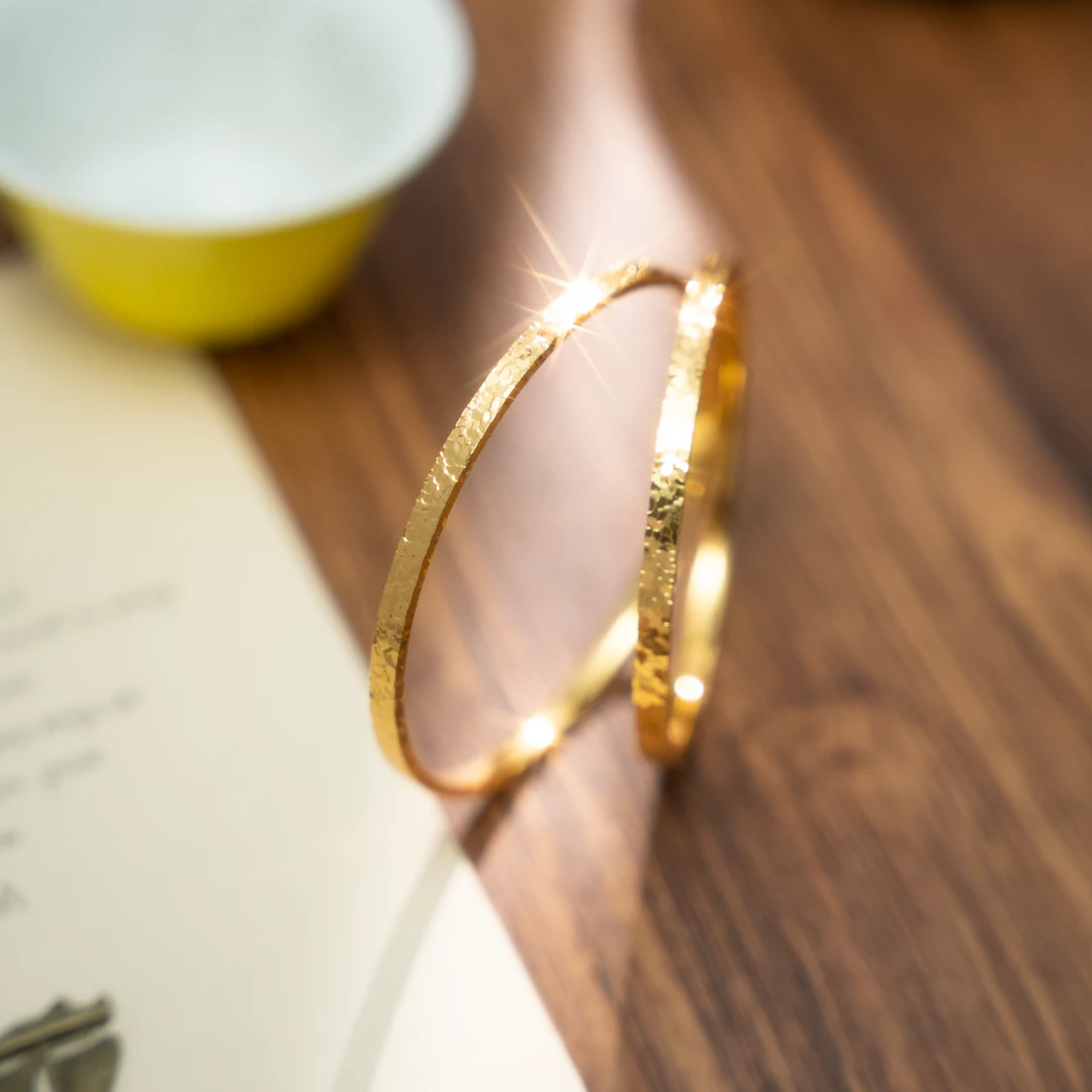 铜合金手镯 碎冰冰金手镯女款新中式首饰百搭简约时尚气质饰品