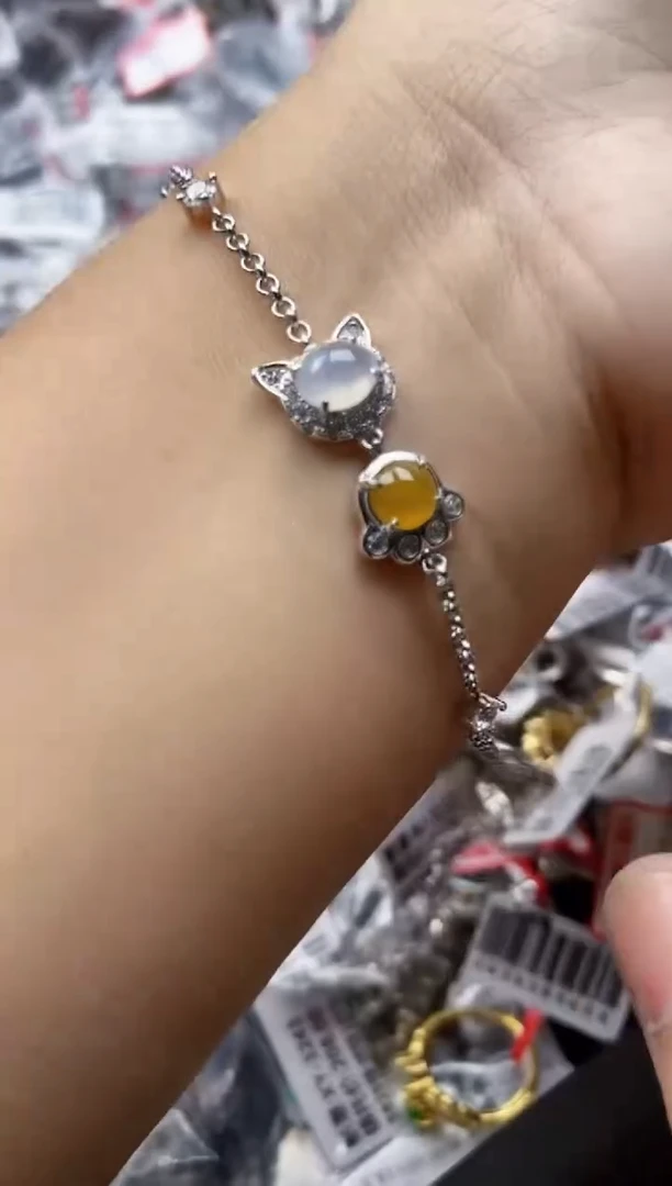 翡翠戒指银S925镶嵌5555      6