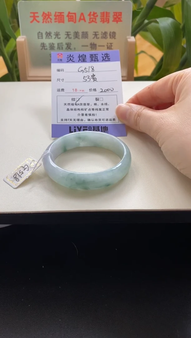 未镶嵌手镯翡翠圈口53.2编码g518