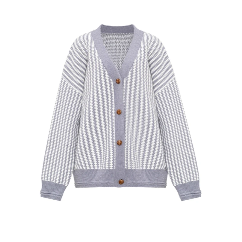 【朦胧秋冬滤镜紫针织开衫】28支小兔绒包芯纱加厚外套W23DF209