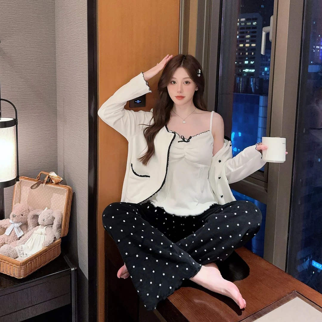 【漫步香香】海岛双面宝宝绒纯欲风显白秋冬保暖家居服冬季套装