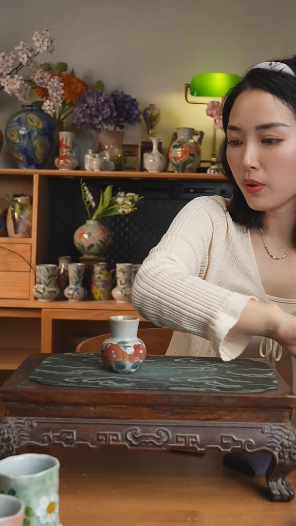 摆件不带花景德镇手工手绘陶瓷花瓶赏瓶