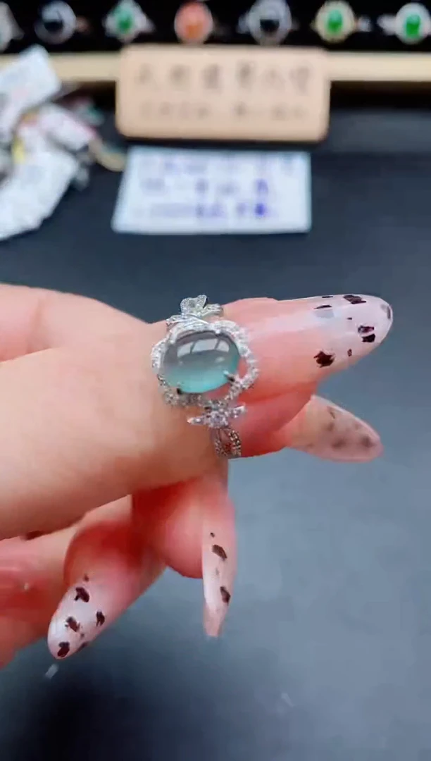 银S925镶嵌戒指翡翠1