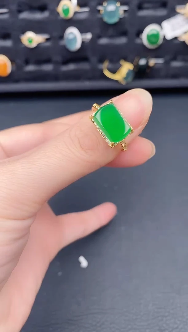 银S925镶嵌戒指翡翠天然a货翡翠110