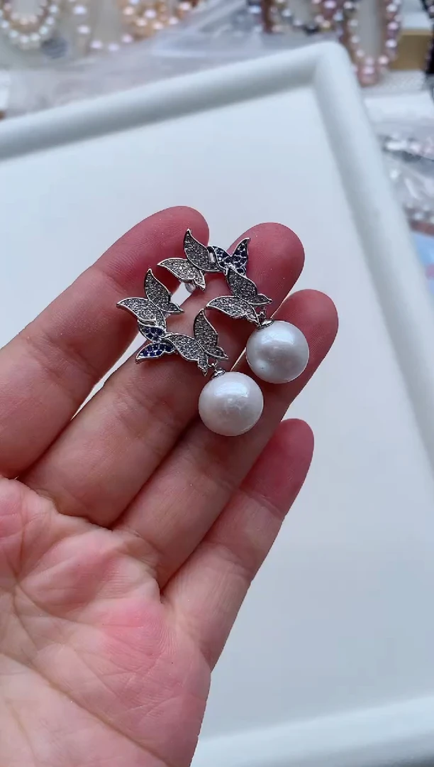 合金耳饰淡水珍珠多样性发其一，非无暇