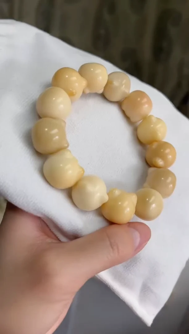 菩提根/象牙果吊坠干磨奶咖猫猫头20mm手串T62