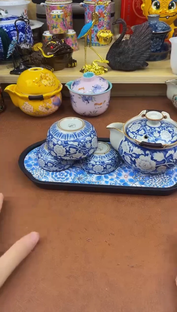 陶瓷茶具摆件旅行套组