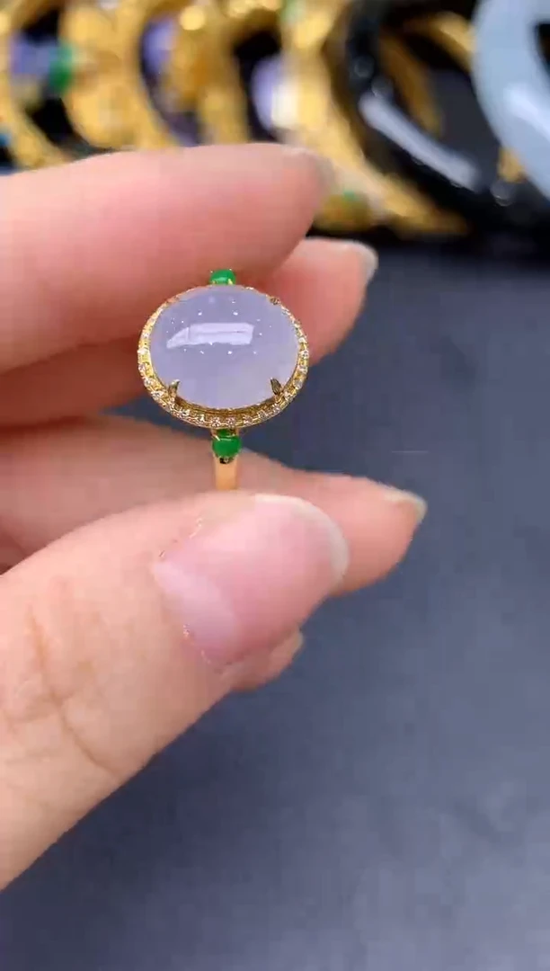 18K金镶嵌戒指翡翠219-雪姐翡翠天天见