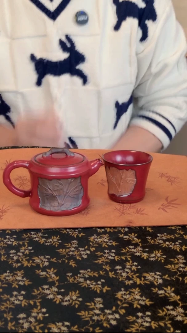 @@陶瓷竹节正把壶+竹节杯