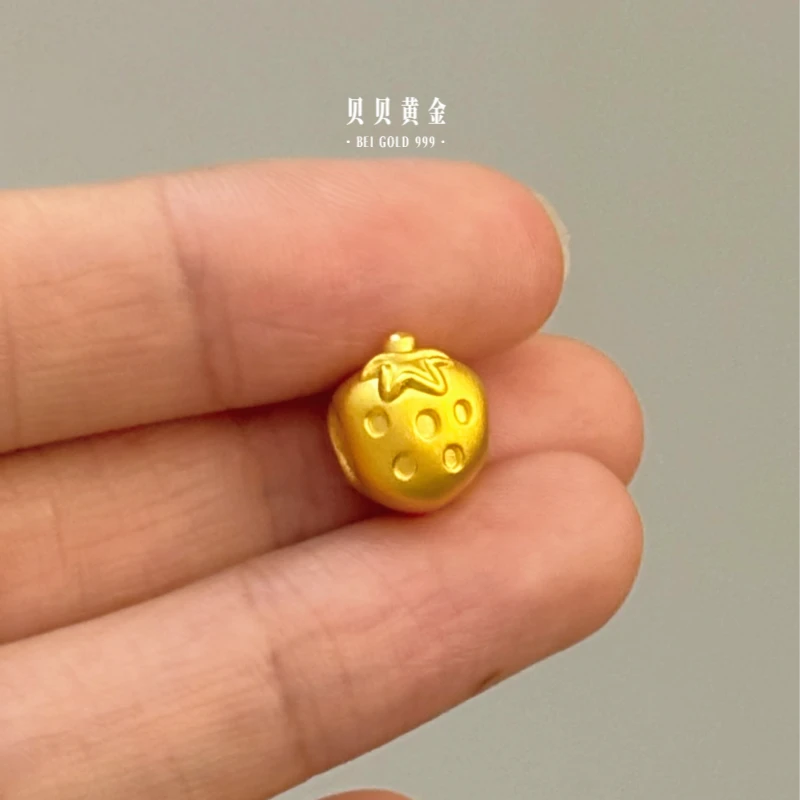 贝贝黄金 足金999 金草莓 素金 转运珠 103