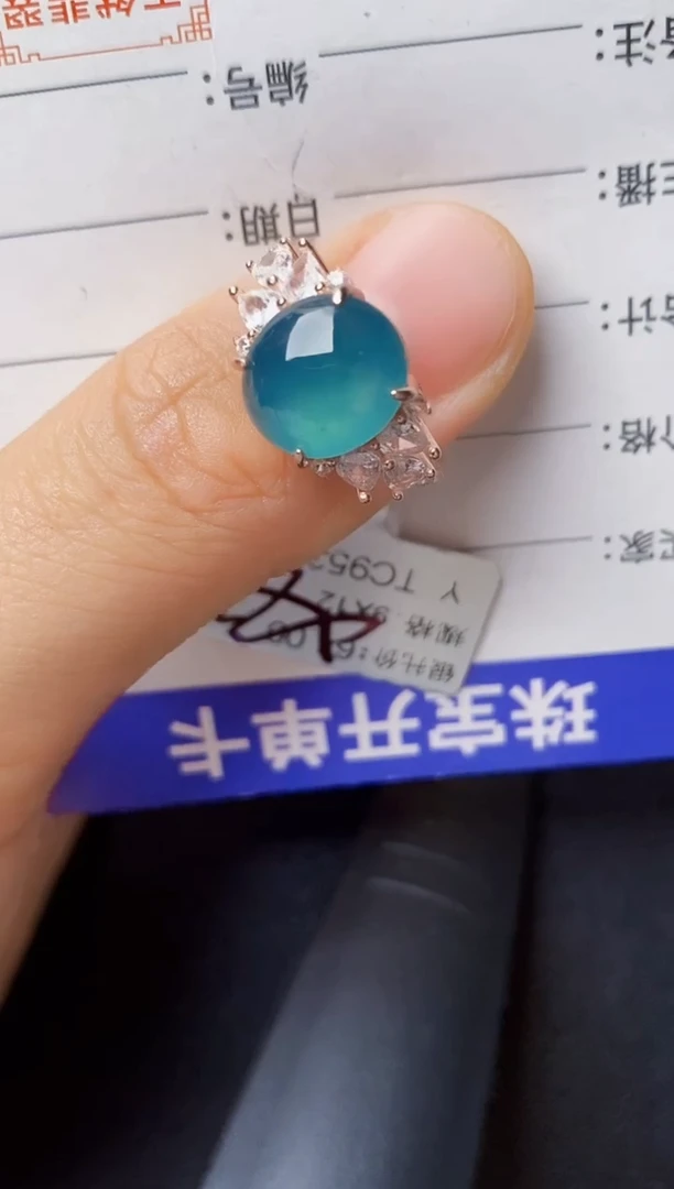翡翠戒指银S925镶嵌2222