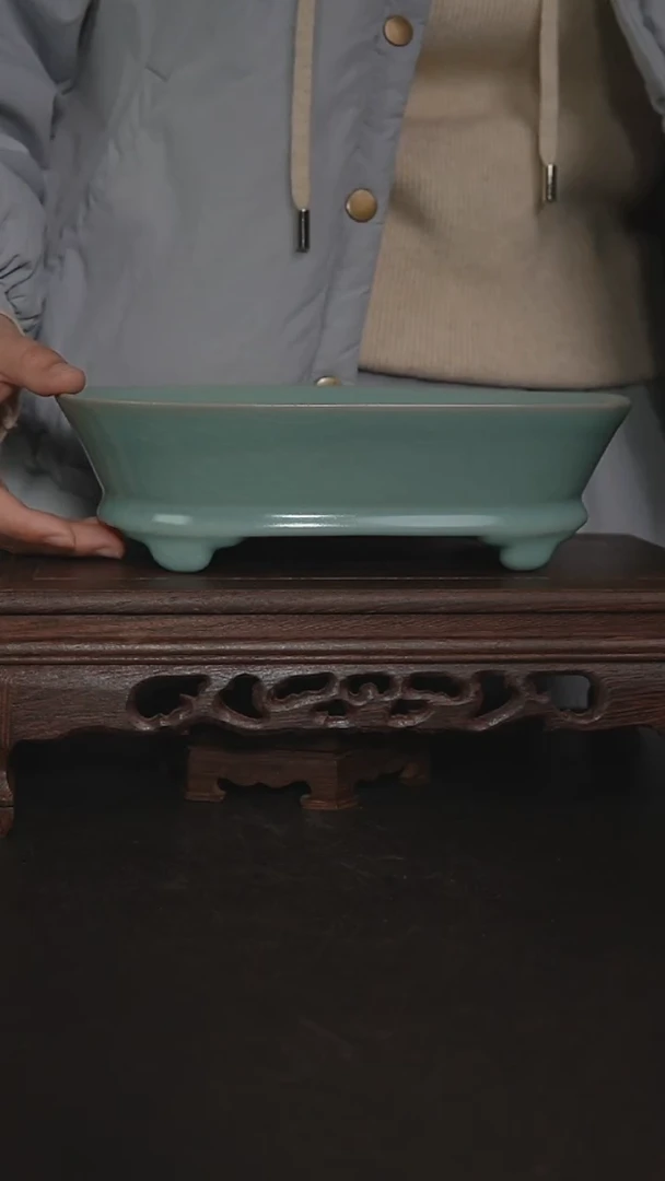 摆件陶汝官窑仿古水仙盆