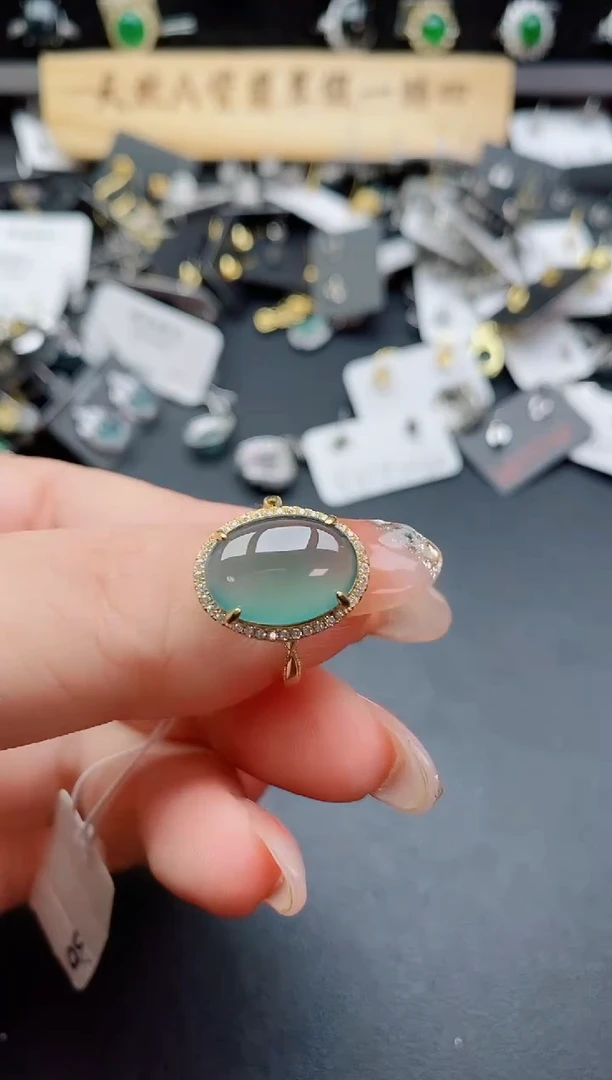 银S925镶嵌戒指翡翠1