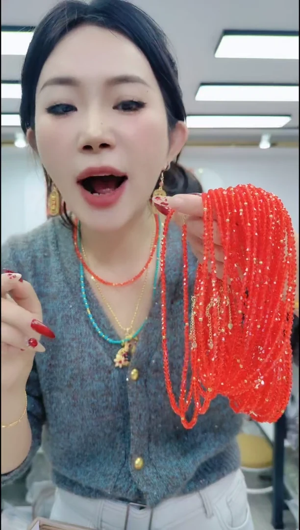 【闪购商品】尖晶石颈饰合金2316亮红色项链