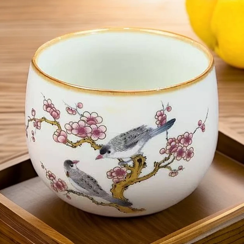 喜上眉梢主人杯（杯底带铜钱）带包