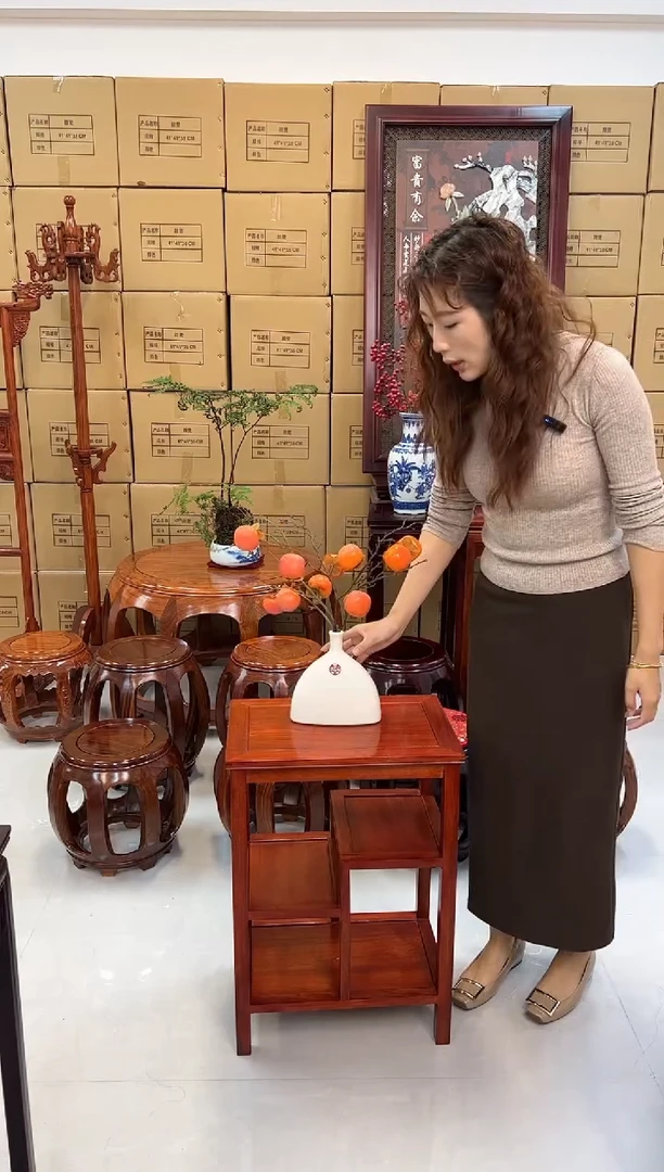 鸡翅木类家具刚果花梨木多层置物几