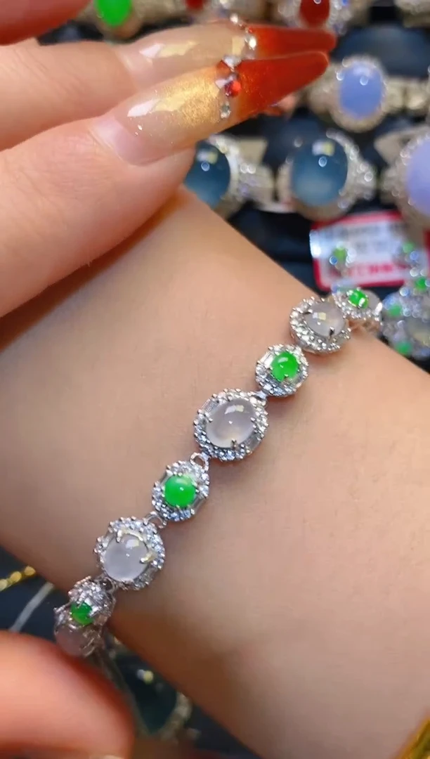 银S925镶嵌翡翠耳饰天然