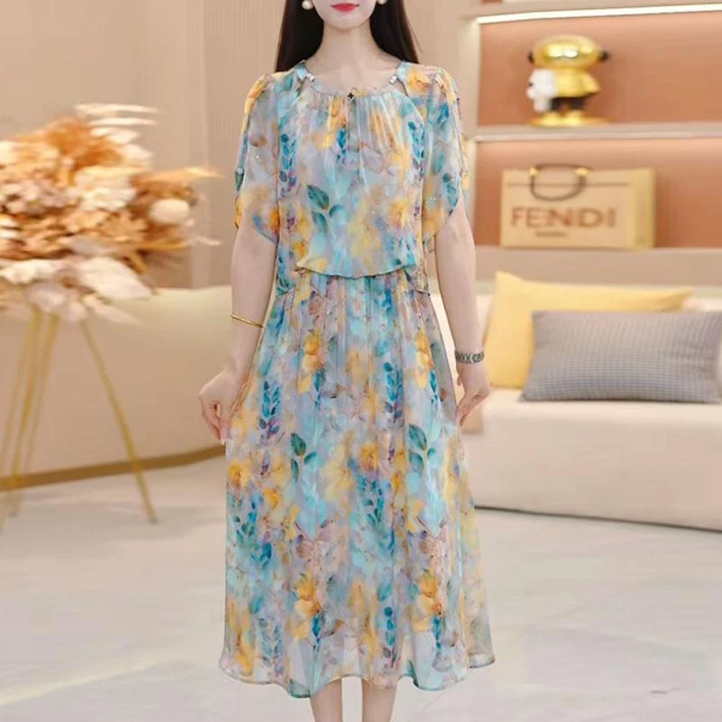 【店铺热卖】夏季新款高端设计感假两件收腰显瘦轻奢中长款女连衣裙