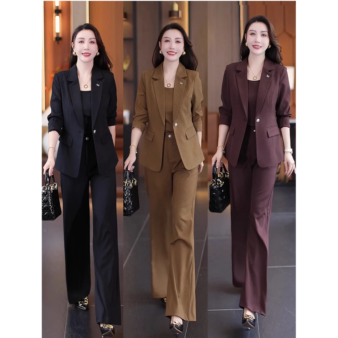 西装套装女秋装2025新款早秋超火穿搭一整套40减龄巨好看的三件套