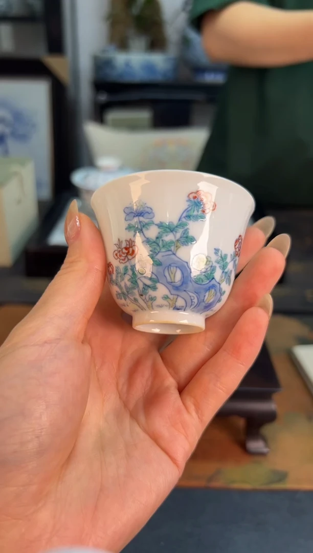瓷片 涂杏花 牡丹