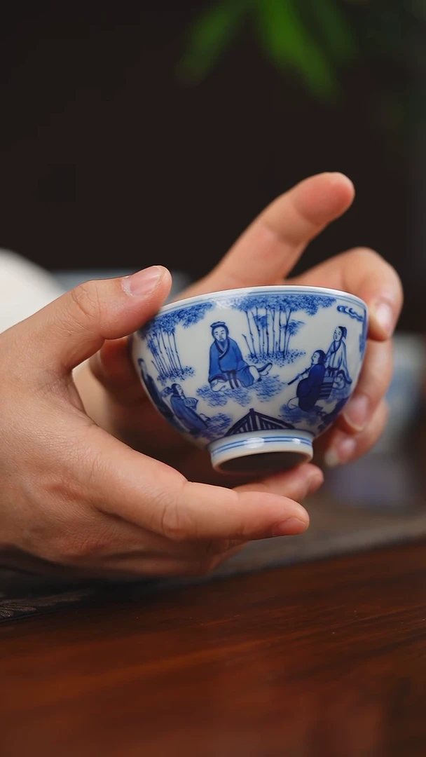 其他瓷天心雅器仿古竹林五君单杯