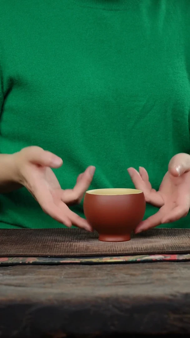 九斋本山绿粉红降坡光素紫砂杯