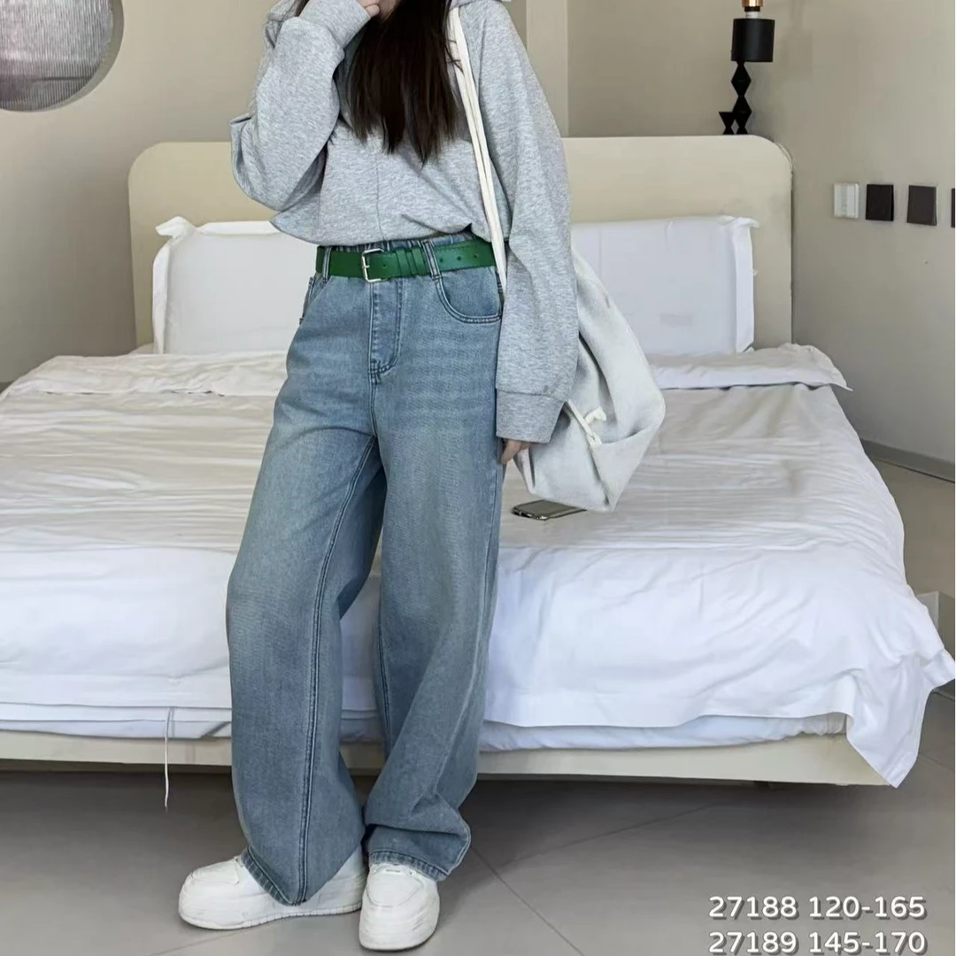 天依角2025春款新款窄版直通裤纯色简约百搭女中大童直筒显瘦