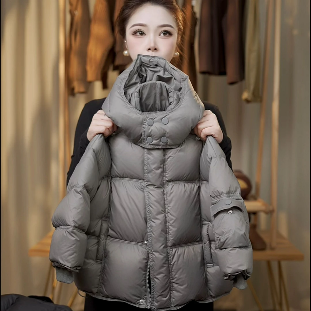 【现货】【小木子】2025款儿童韩版双倍充绒加厚连帽大朵白鸭绒羽绒服